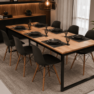 Mesa de Jantar 6 a 8 Lugares Estilo Industrial 80 x 250cm