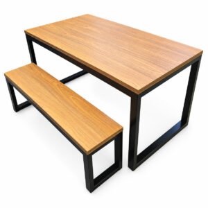 Mesa de Jantar 4 Lugares C/ 1 Banco Estilo Industrial 80 x 150cm