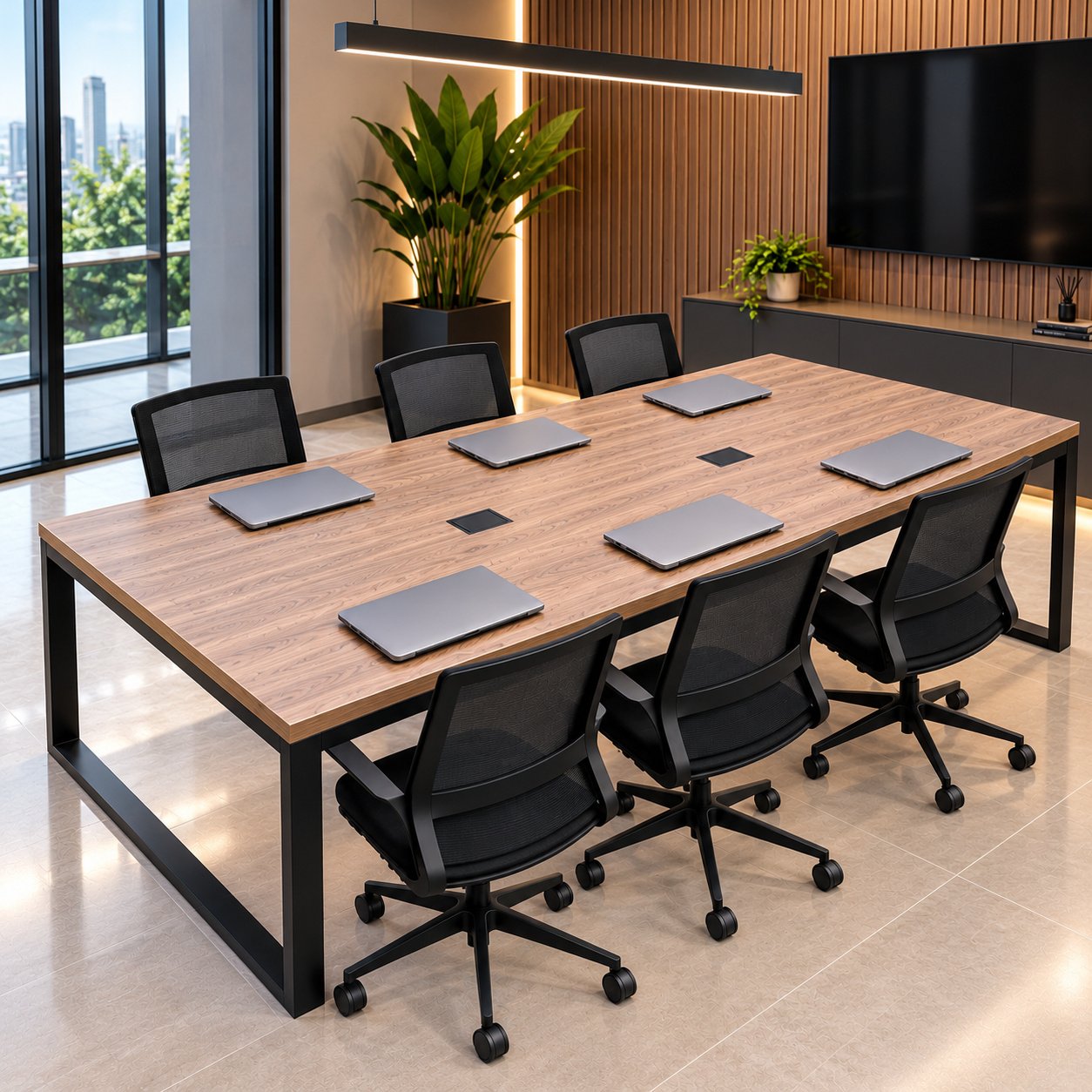 Mesa de Reunião 6 a 8 Lugares Estilo Industrial 120 x 270cm - Imagem 4